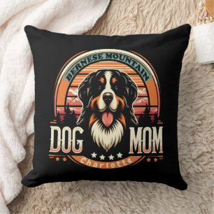 Coussin Nom personnalisé Bernese Mountain Dog Maman Vintag