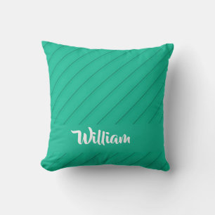 Coussin Nom personnalisé bleu diagonale plastique texturé