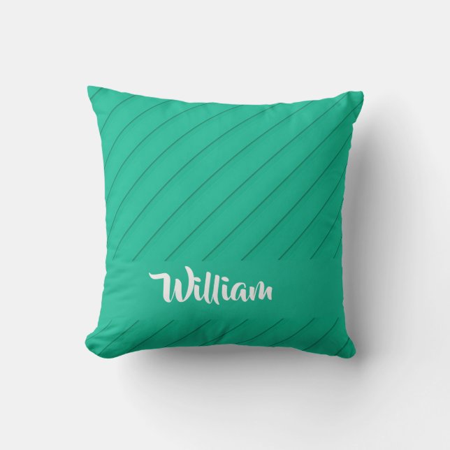 Coussin Nom personnalisé bleu diagonale plastique texturé (Recto)
