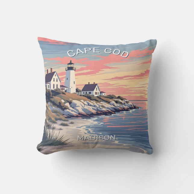 Coussin Nom personnalisé Cape Cod Massachusetts (Recto)
