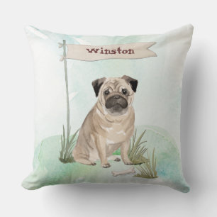 Coussin Nom personnalisé Carlin animal de compagnie chien