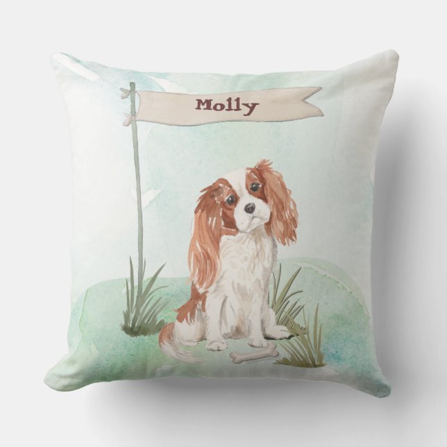 Coussin Nom personnalisé Cavalier King Charles Spaniel Pet (Recto)