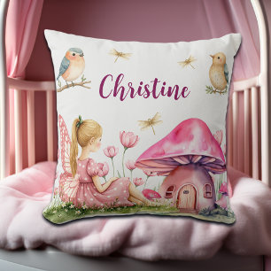 Coussin Nom personnalisé Champignons poilus roses