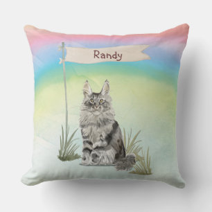 Coussin Nom personnalisé Chat Maine Coon Animal de compagn