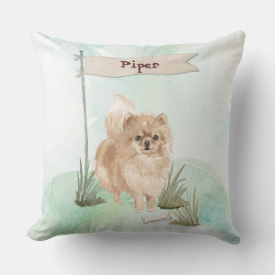 Coussin Nom personnalisé Chien Pommeranian