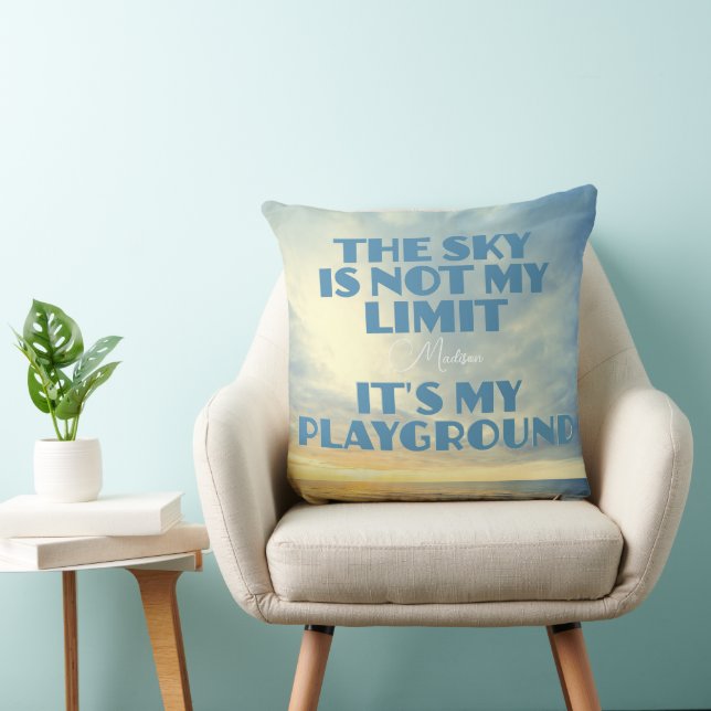 Coussin Nom personnalisé Citation Ciel (Chaise)