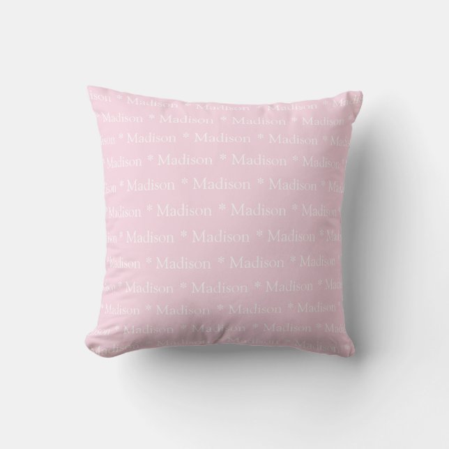 Coussin Nom personnalisé clair rose blanc motif mignon (Recto)