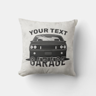 Coussin Nom personnalisé Classic Muscle Garage Retro