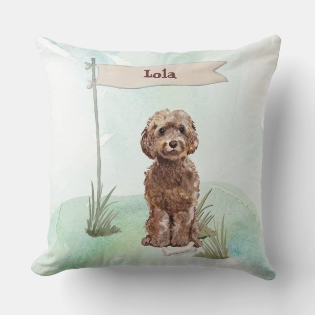 Coussin Nom personnalisé Cockapoo Brown chien animal de co (Recto)