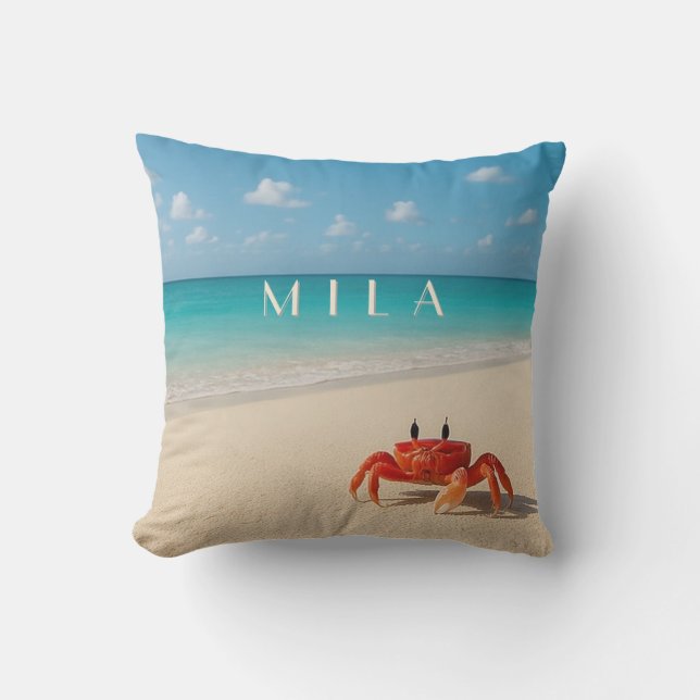 Coussin Nom personnalisé - Crabe by the Coast Outdoor Cous (Recto)
