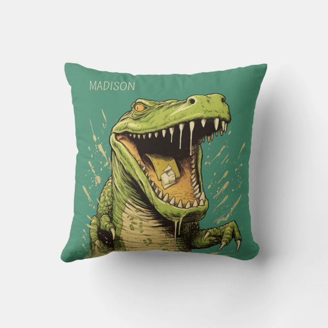 Coussin Nom personnalisé Crocodile (Verso)