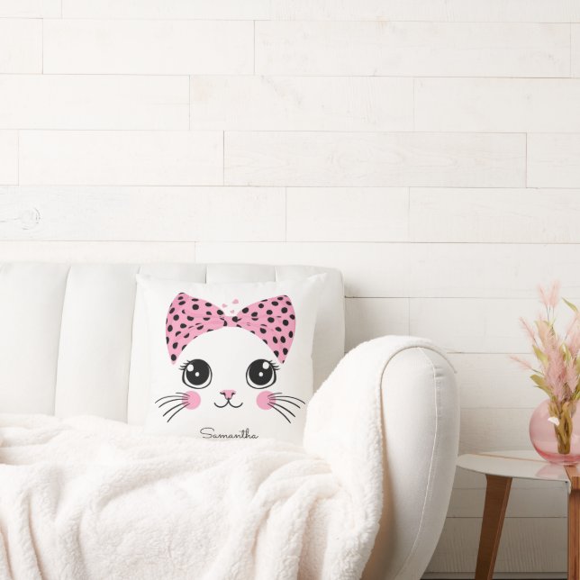 Coussin Nom personnalisé Cute face de chat (Canapé)