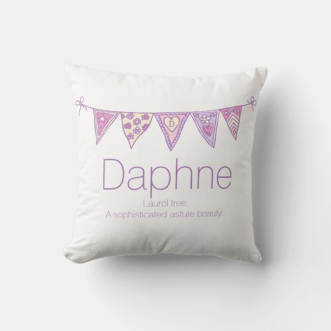 Coussin Nom personnalisé Daphné bunple violet personnalisé (Recto)