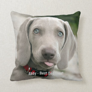 Coussin Nom personnalisé de photo de chien de Weimaraner