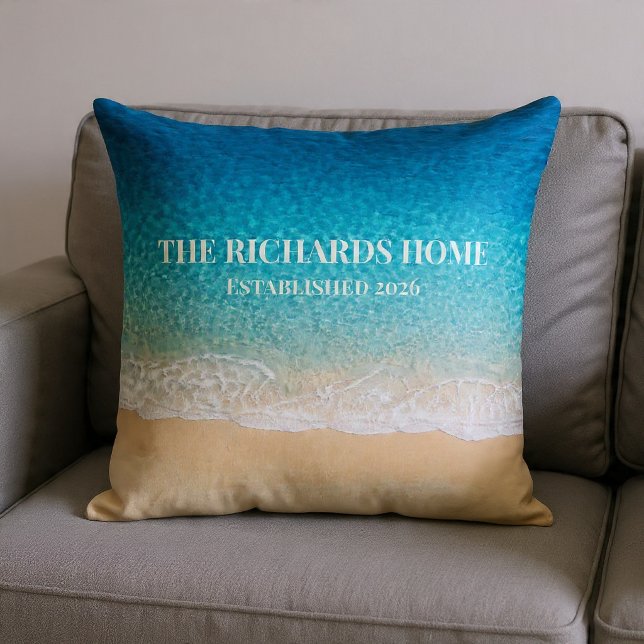 Coussin Nom personnalisé de rivage de plage (Créateur téléchargé)