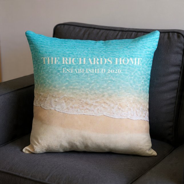 Coussin Nom personnalisé de rivage océanique (Créateur téléchargé)
