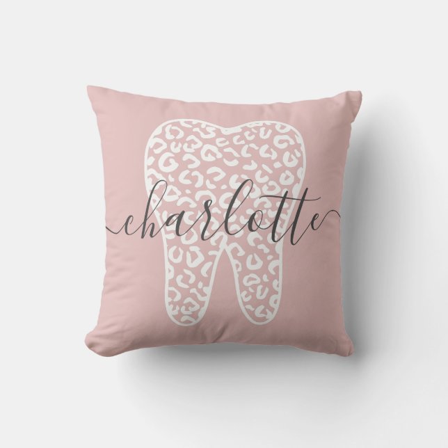 Coussin Nom personnalisé Dental Empreinte de léopard Doth  (Recto)