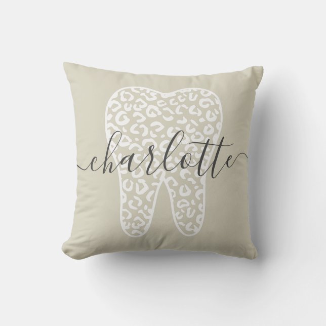 Coussin Nom personnalisé Dental Empreinte de léopard Doth  (Recto)