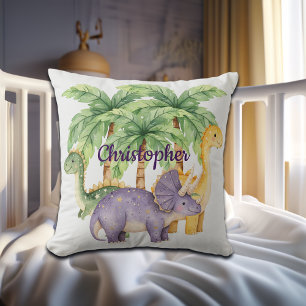 Coussin Nom personnalisé Dinosaures Palmiers