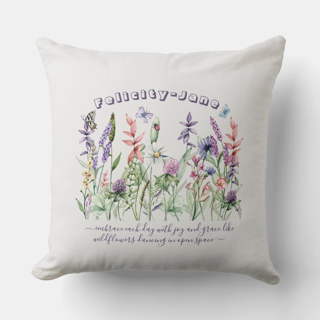 Coussin Nom personnalisé Dire un Fleur sauvage de citation (Recto)