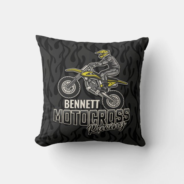 Coussin Nom personnalisé Dirt Vélo Rider Motocross Racing (Recto)