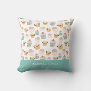 Coussin Nom personnalisé du Motif Cupcake