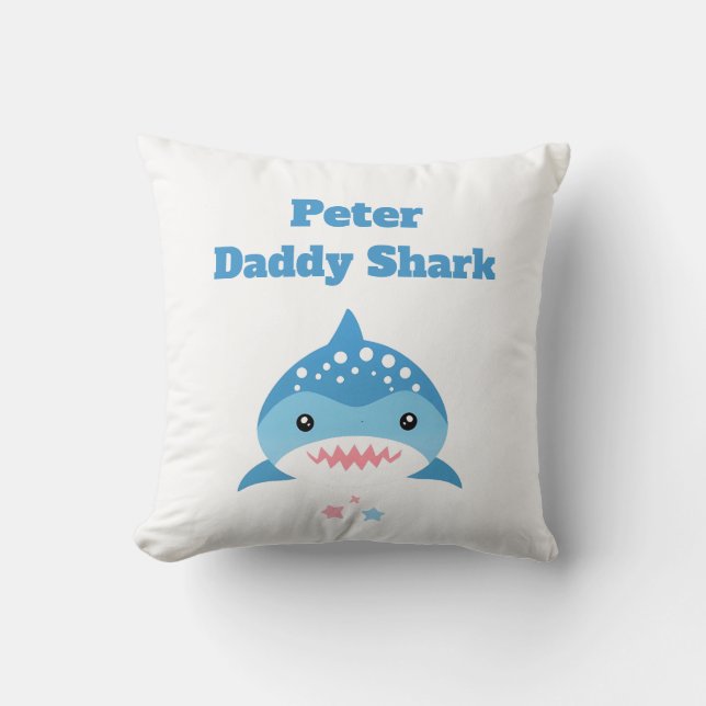 Coussin Nom personnalisé du requin papa personnalisé (Recto)