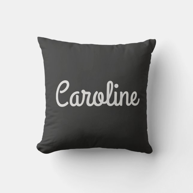 Coussin Nom personnalisé écriture noire et blanche Moderne (Recto)