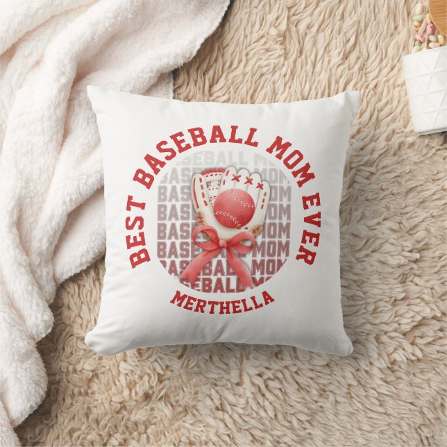 Coussin Nom personnalisé élégant de la MOM BASEBALL (Couverture)