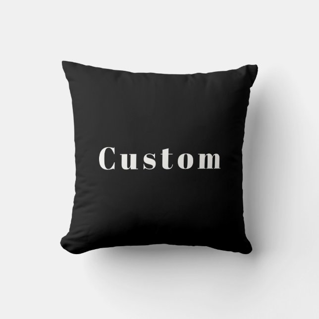 Coussin Nom personnalisé élégant ou autre texte | Noir & B (Recto)
