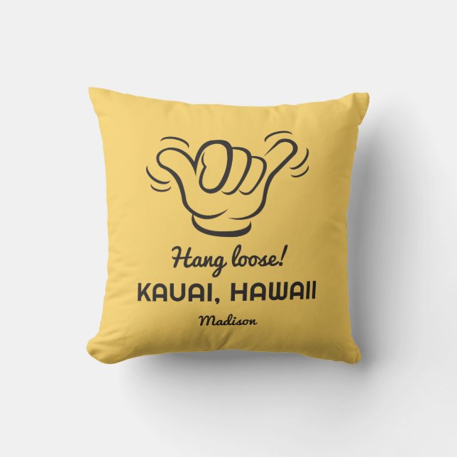 Coussin Nom personnalisé, emplacement et couleur Shaka (Recto)