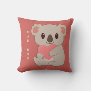 Coussin Nom personnalisé et couleur amour Koala