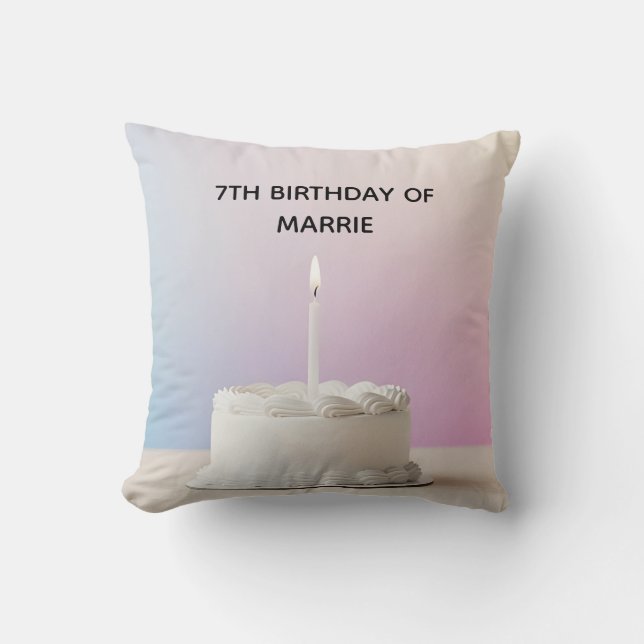 Coussin Nom personnalisé et date Joyeux Anniversaire  (Recto)