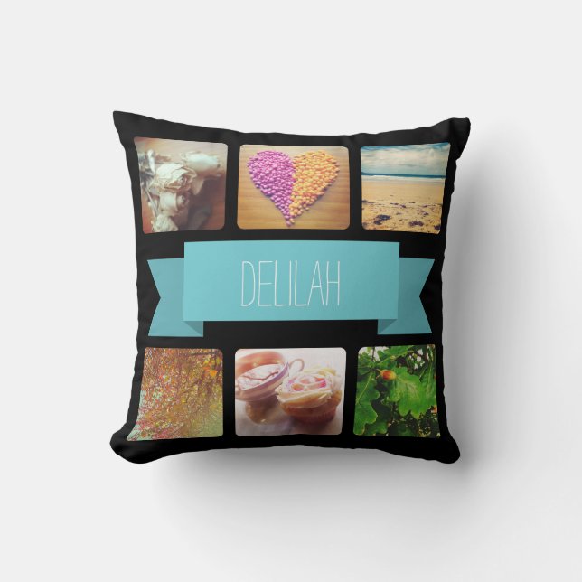 Coussin Nom personnalisé et Instagram photo (Recto)