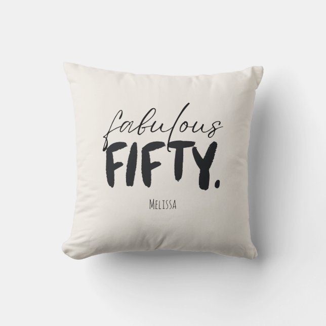 Coussin Nom personnalisé Fabulous Fifty Beige Noir (Recto)
