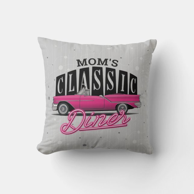 Coussin Nom personnalisé Faux Neon 50's Classic Car (Recto)