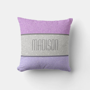 Coussin Nom personnalisé Faux Paillettes Brillants