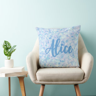 Coussin Nom personnalisé Fleur de lilas Forme organique