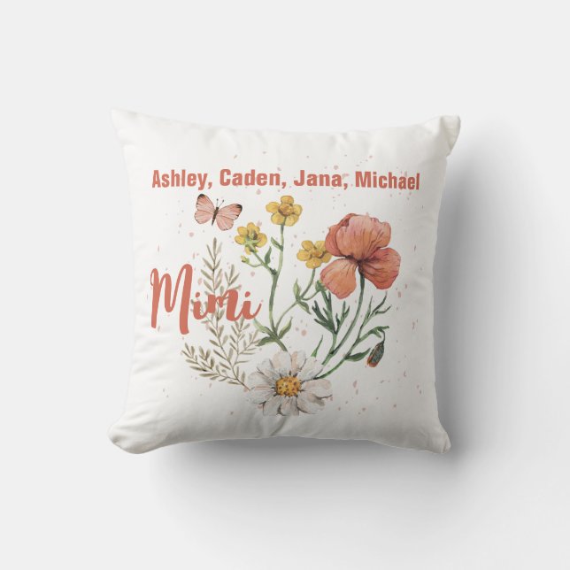 Coussin Nom personnalisé Fleur sauvage Floral Mimi (Recto)