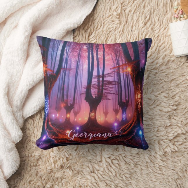 Coussin Nom personnalisé Forêt de Whimsigoth enchantée aut (Couverture)