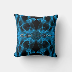 Coussin Nom personnalisé Fumée Bleue Symétrique Noir