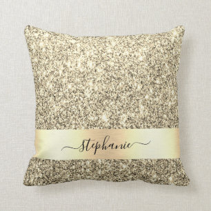 Coussin Nom personnalisé Gold Parties scintillant métall