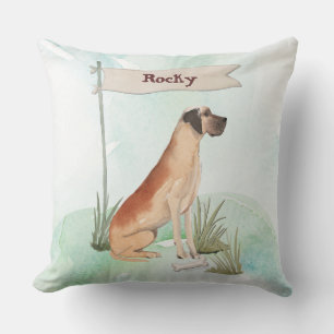Coussin Nom personnalisé Great Dane Pet Chien