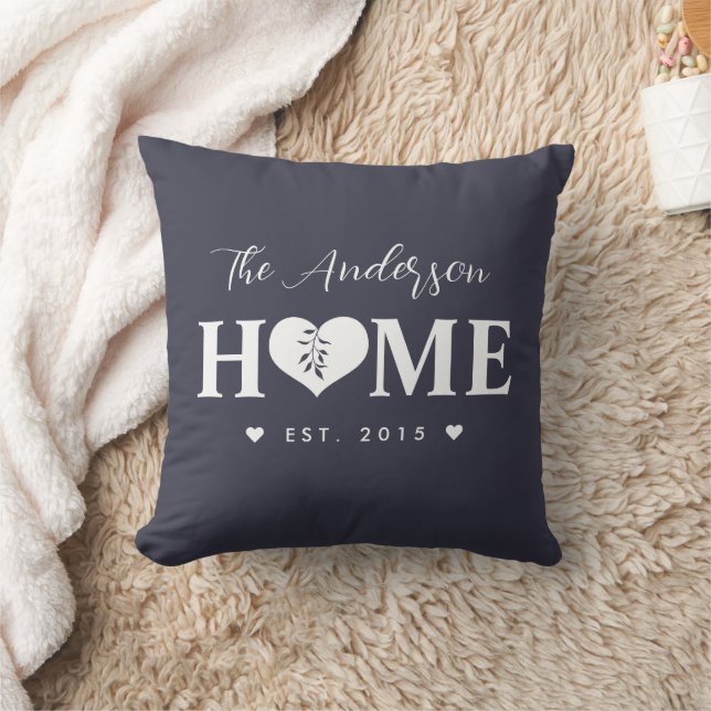 Coussin Nom personnalisé Gris Bleu foncé ACCUEIL  (Couverture)