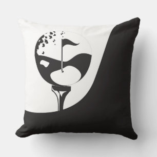 Coussin Nom personnalisé Hello Black and White Golf
