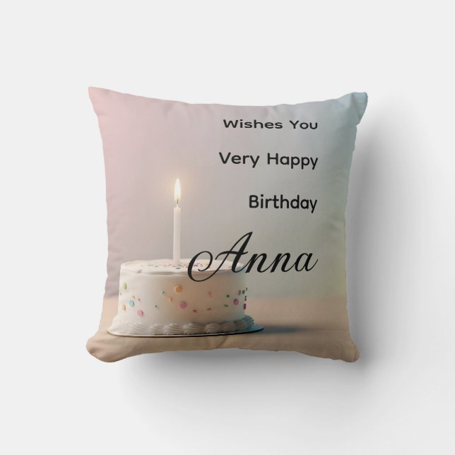 Coussin Nom personnalisé Joyeux Anniversaire  (Recto)