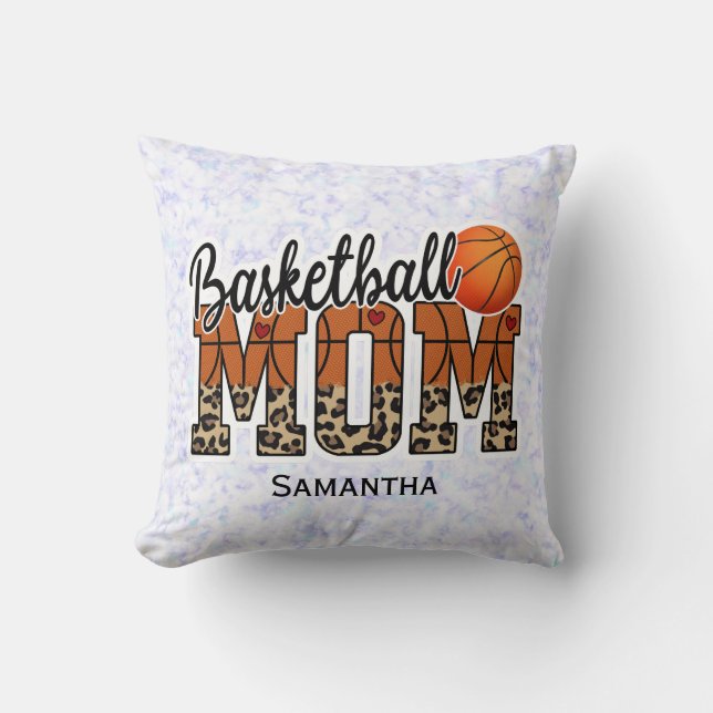 Coussin Nom personnalisé Maman de basket-ball | Fête des m (Recto)