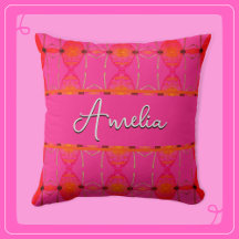 Nom personnalisé mignonne fille orange et rose
