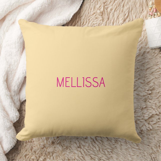 Coussin Nom personnalisé minimaliste crème  (Couverture)