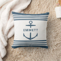 Nom personnalisé moderne Ancre bleue Nautique Naut
